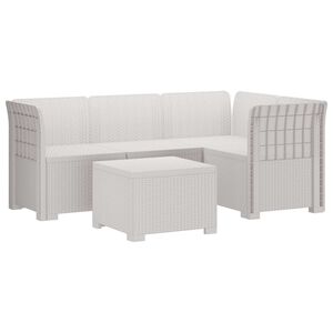 vidaXL 4-Persoons Tuinbank Rieten Look PP Wit