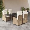 vidaXL 5-delige Tuinset met kussens poly rattan beige