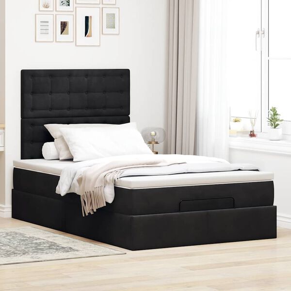 vidaXL Ottoman bed met matrassen en LED's 120x190cm fluweel zwart