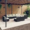 vidaXL 10-delige Loungeset met kussens poly rattan zwart