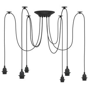 vidaXL Hanglamp met 6 lamphouders E27 metaal zwart