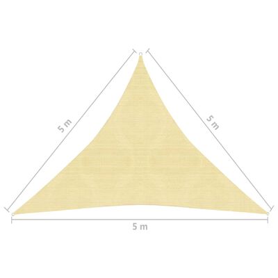 vidaXL Zonnescherm HDPE driehoekig 5x5x5 m beige
