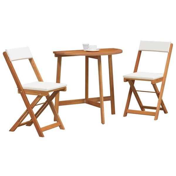 vidaXL Bistroset met kussen 3 pcs Olie naturel Massief Acaciahout