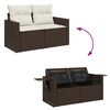 vidaXL 8-delige Loungeset met kussens poly rattan bruin