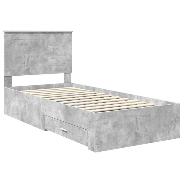 vidaXL Bedframe Beton Grijs en Zilver 75 x 190 cm Bewerkt hout