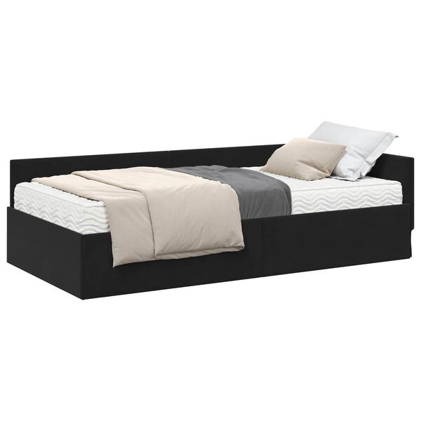 vidaXL Hoekbedframe met Matras Anders 2 pcs Zwart Fluweel