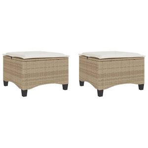 vidaXL Tuinkrukken met kussens 2 st 55x55x36 cm poly rattan beige