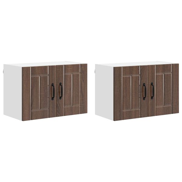 vidaXL Keukenwandkasten 2 pcs Bruin Eiken 60 x 31 x 40 cm Bewerkt hout