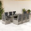 vidaXL 9-delige Tuinset met kussens poly rattan grijs