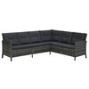 vidaXL 3-delige Loungeset met kussens poly rattan grijs