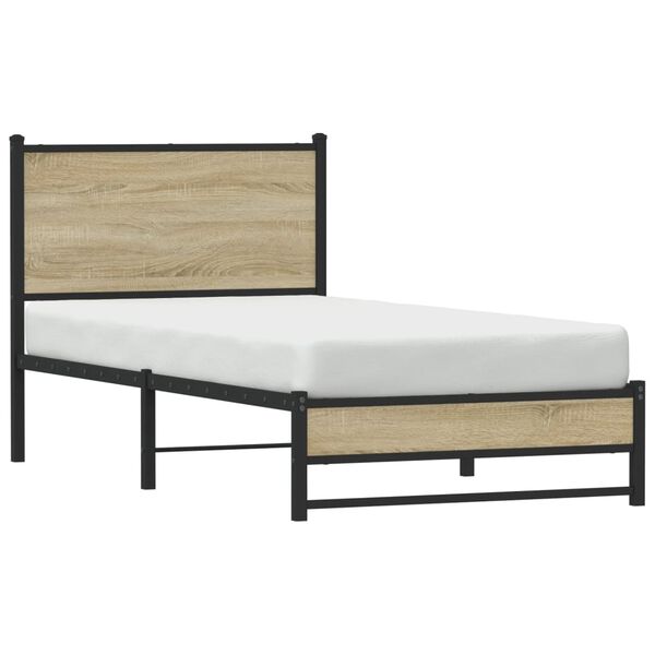 vidaXL Bedframe zonder matras metaal sonoma eikenkleurig 90x200 cm