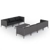 vidaXL 8-delige Loungeset met kussens poly rattan donkergrijs
