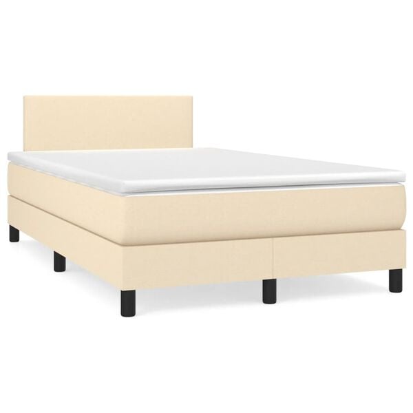 vidaXL Boxspring met matras stof cr&egrave;mekleurig 120x190 cm