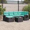 vidaXL 6-delige Loungeset met kussens poly rattan zwart