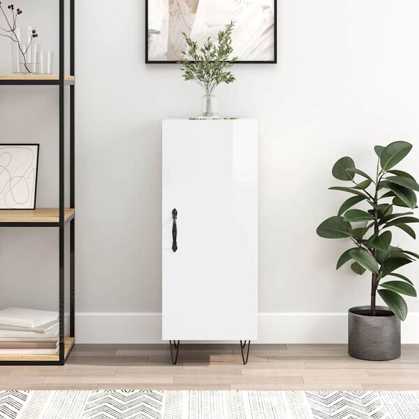 vidaXL Dressoir 34,5x34x90 cm bewerkt hout hoogglans wit