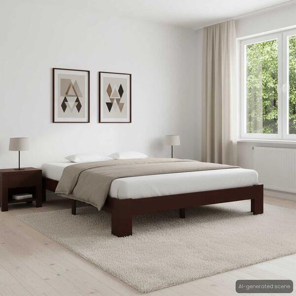 vidaXL Bedframe massief grenenhout donkerbruin 160x200 cm