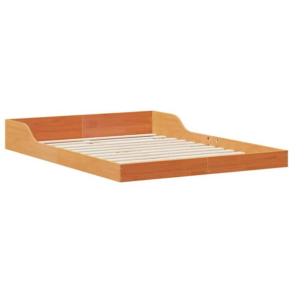 vidaXL Bedframe Wasbruin 135 x 190 cm Massief grenenhout