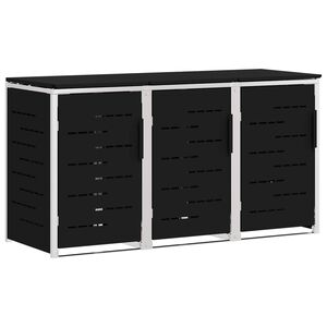 vidaXL Afvalbak opslag Zwart 207 x 77,5 x 112,5 cm Roestvrij staal