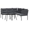 vidaXL Loungeset met kussens staal en textileen zwart