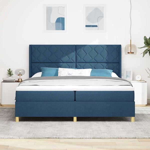 vidaXL Boxspringbed met matras met LED Blauw 200 x 200 cm Stof