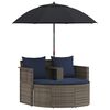 vidaXL Tuinbank met kussen 8 pcs Grijs en Marineblauw poly rattan