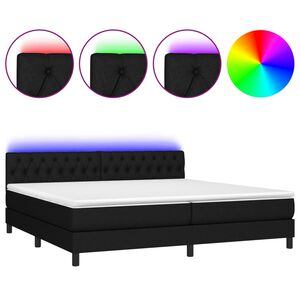 vidaXL Boxspring met matras en LED stof zwart 200x200 cm