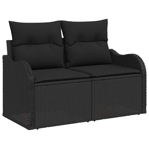 vidaXL Tuin Sofa Set met kussen met opslag 6 pcs Zwart Poly riet
