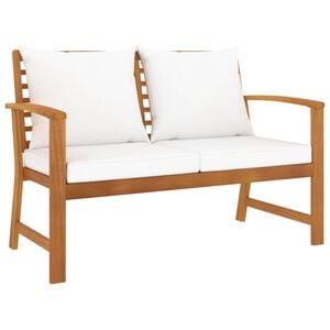 vidaXL Tuinbank met cr&egrave;mekleurig kussen 120 cm massief acaciahout