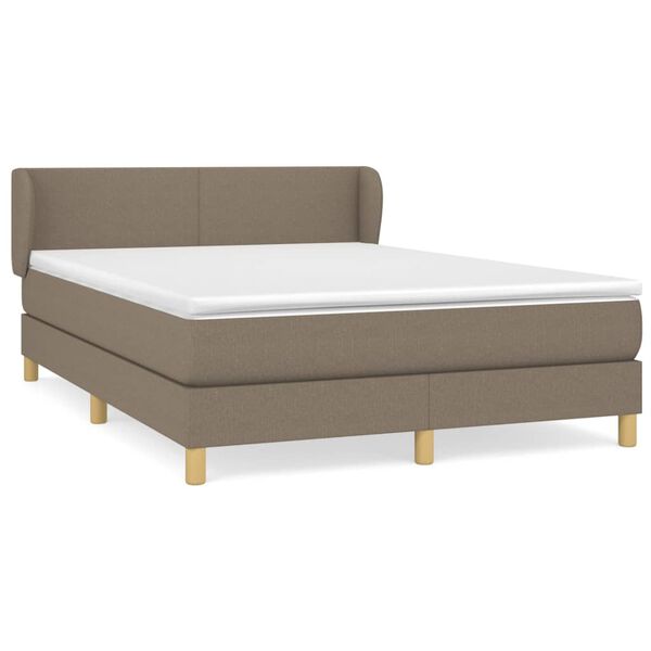 vidaXL Boxspring met matras stof taupe 140x200 cm