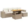 vidaXL 6-delige Loungeset met kussens poly rattan beige