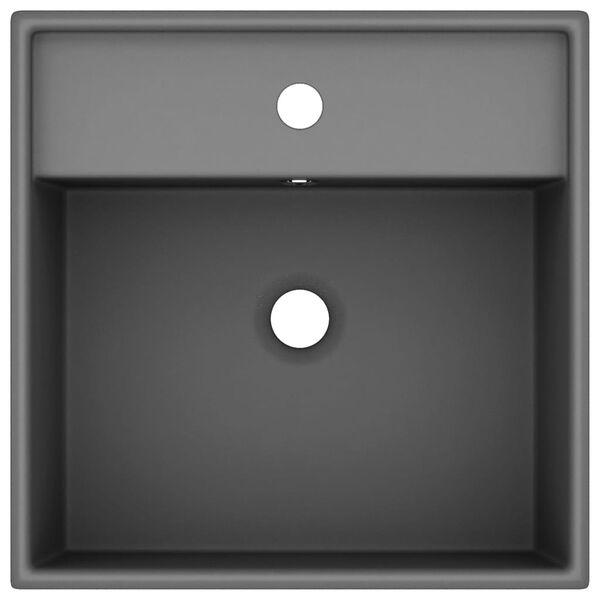 vidaXL Wastafel met overloop vierkant 41x41cm keramiek mat donkergrijs