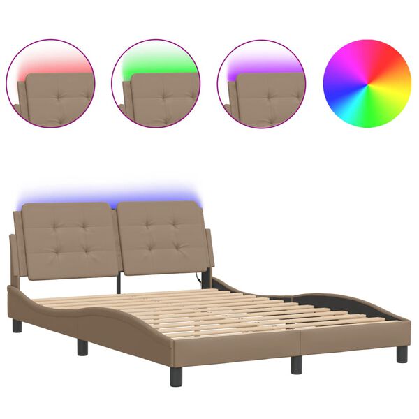 vidaXL Bedframe met LED zonder matras "Zadar" cappuccino 140x190 cm