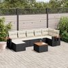 vidaXL 8-delige Loungeset met kussens poly rattan zwart
