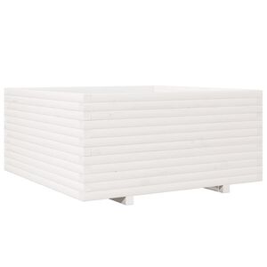 vidaXL Plantenbak 100x100x49,5 cm massief grenenhout wit