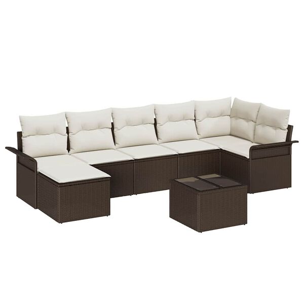 vidaXL Tuin Sofa Set met kussen met opslag 8 pcs Bruin Poly riet