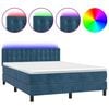 vidaXL Boxspring met matras en LED fluweel donkerblauw 140x200 cm