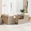 vidaXL 7-delige Loungeset met kussens poly rattan beige