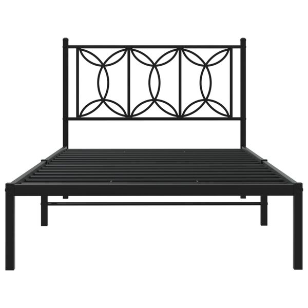 vidaXL Bedframe met hoofdbord metaal zwart 100x190 cm