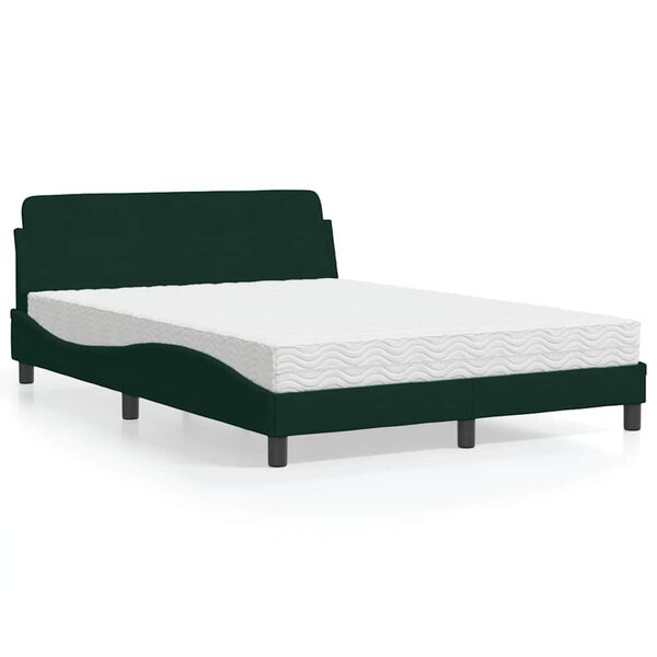 vidaXL Bed met matras "Dover" fluweel donkergroen 140x200 cm