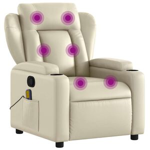 vidaXL Massagestoel verstelbaar kunstleer cr&egrave;me