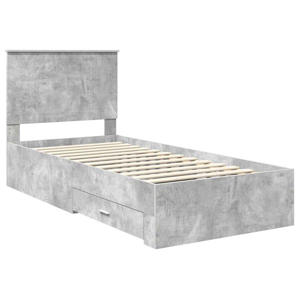 vidaXL Bedframe met hoofdeinde Beton Grijs 90 x 190 cm Bewerkt hout
