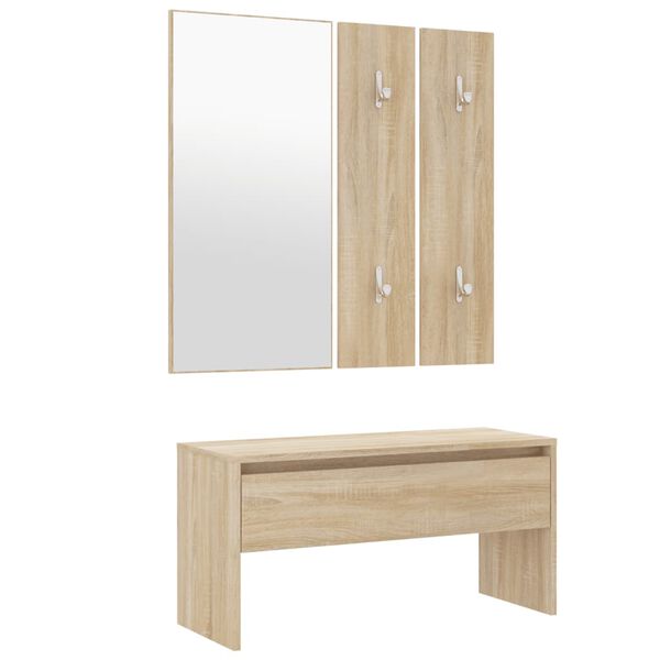 vidaXL Garderobe set bewerkt hout sonoma eiken
