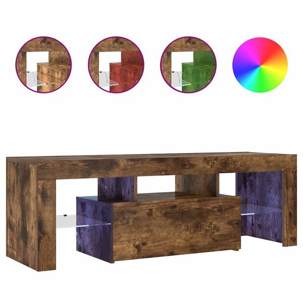 vidaXL Tv-meubel met LED-verlichting 120x35x40 cm gerookt eikenkleurig