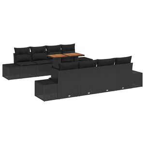 vidaXL Tuinbankenset 9 st Zwart poly rattan