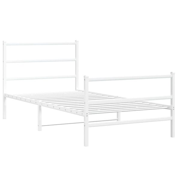 vidaXL Bedframe met hoofd- en voeteneinde metaal wit 100x190 cm