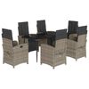 vidaXL 7-delige Tuinset met kussens poly rattan grijs