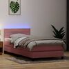 vidaXL Boxspring met matras en LED fluweel roze 100x220 cm