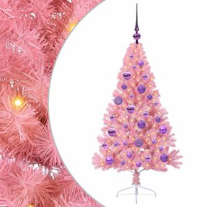 vidaXL Kunstmatig Voorverlicht Kerstboom met 150 LED Roze 120 cm PVC