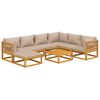 vidaXL 8-delige Loungeset met kussens massief hout taupe
