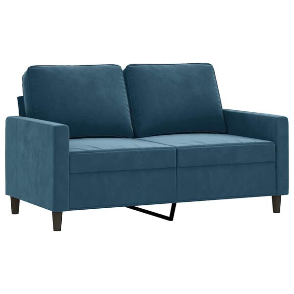 vidaXL 3-delige Loungeset met kussens fluweel blauw